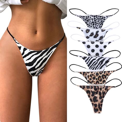 String Taille Basse Imprim L Opard Z Bre Pour Femme Slip Bikini