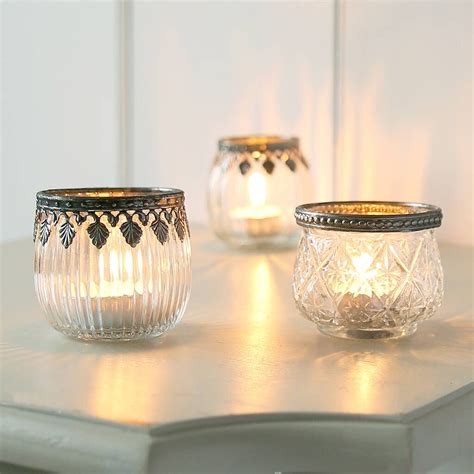 Glass Tea Light Holder With Decorative Trim Glass Tealight Tea Light Holder Tea Light Holder