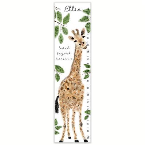 Giraffe Growth Chart Canvas Growth Chart Safari Giraffe - Etsy ...