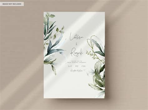 Ensemble De Cartes D Invitation De Mariage Aquarelle Feuilles Vintage