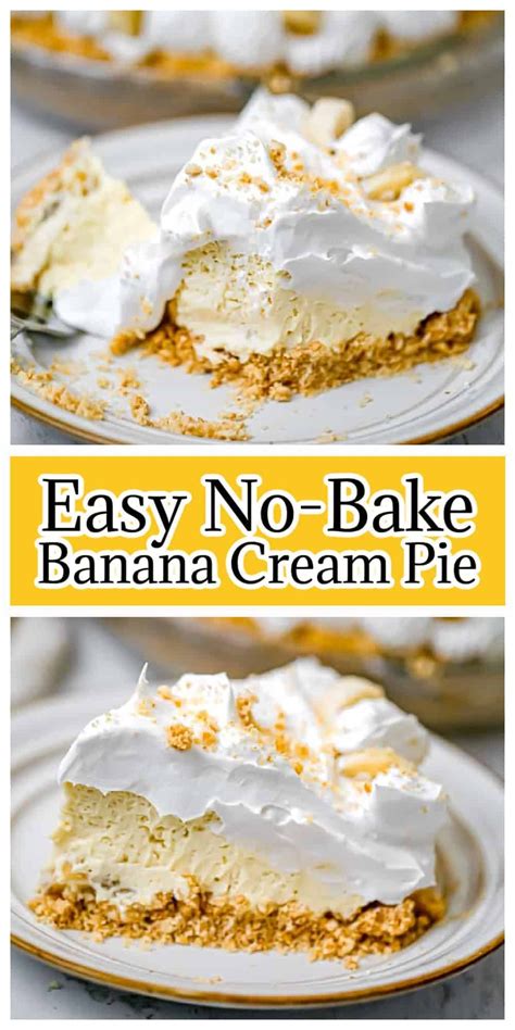 Easy No Bake Banana Cream Pie Recipe Banana Cream Pie Easy Banana