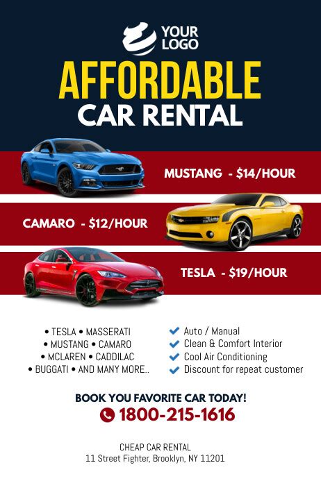 Car Rental Flyer Poster Template Postermywall