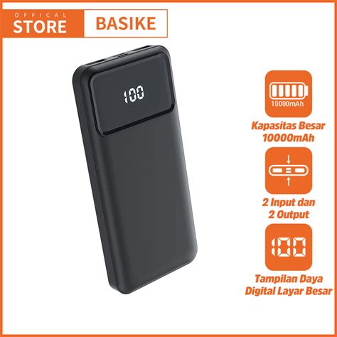 Jual BASIKE Powerbank 20000 Mah Fast Charging Type C LCD Mini Murah