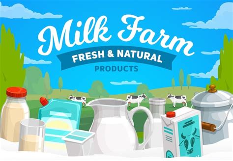 Premium Vector Milk Farm Dairy Products Vector Banner