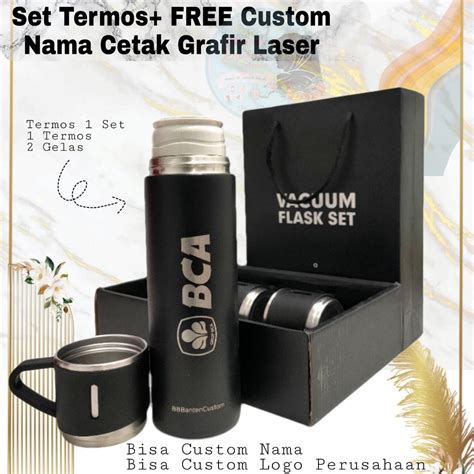 Jual Set Termos Sultan Free Custom Nama Tumbler Custom Botol Led