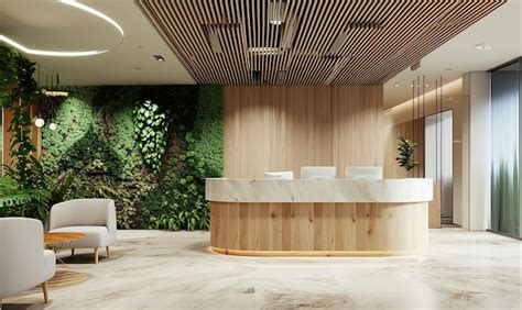 Premium Photo | Sustainable Office Reception with EcoFriendly Materials