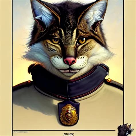 Portrait Painting Of A Friendly Tabaxi Police Officer Stable