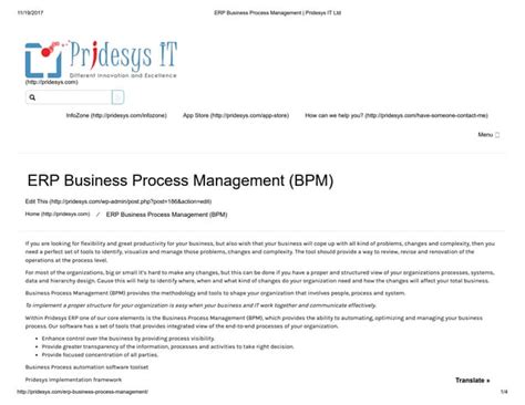 Erp Business Process Management Pridesys It Ltd Ppt