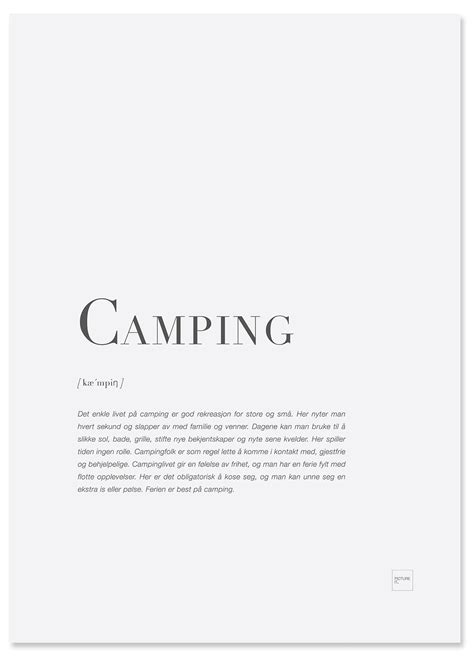 Camping Poster Med Herlig Beskrivelse Fra Pictureit No