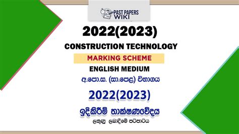 2022 2023 O L Design And Construction Technology Marking Scheme