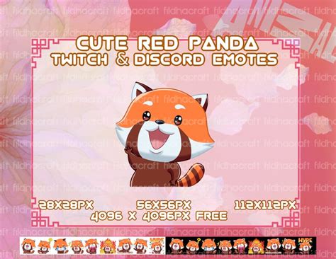 Cute Red Panda Twitch Emotes Bundle Red Panda Emotes Pack Red Panda