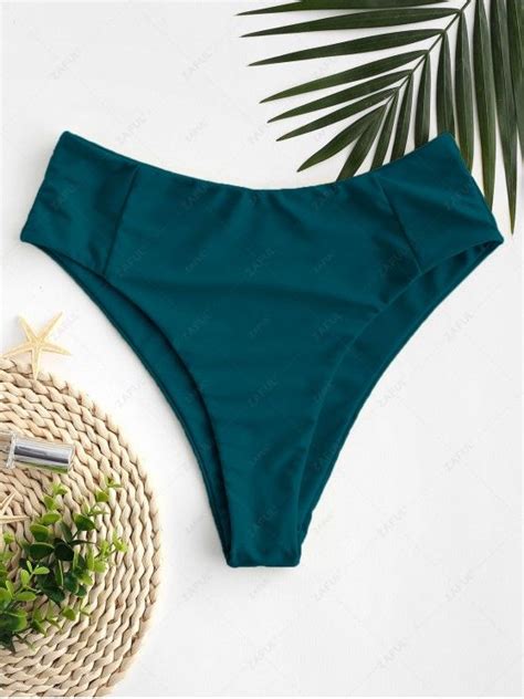 37 OFF 2021 ZAFUL Seam High Leg Bikini Bottom In PEACOCK BLUE ZAFUL