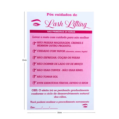 Ficha Cuidados para Lash Lifting 100 un I Helpbeleza Tudo em Cílios