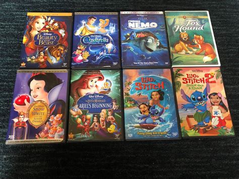 LOT OF 8 GIRLS ANIMATED DISNEY DVD S CINDERELLA STITCH SNOW WHITE