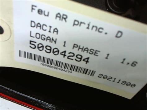 Feu Arriere Principal Droit Feux Dacia Logan Phase Essence Alberdi