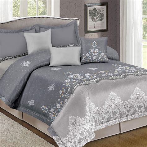 Shatex 3 Pieces Bedding Comforter Sets Microfiber Polyester King Gray