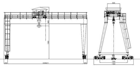 Crane Specifications Of Double Girder Gantry Crane With Hook Overhead