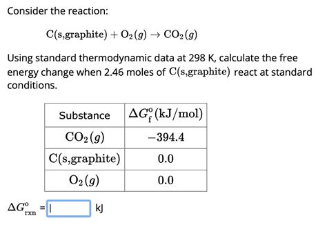 Solved Consider The Reaction Cs Graphite O2g→co2g