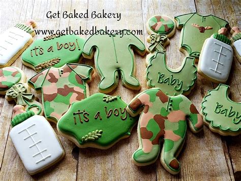 Camo Print Baby Shower Cookies Baby Shower Camo Camouflage Baby