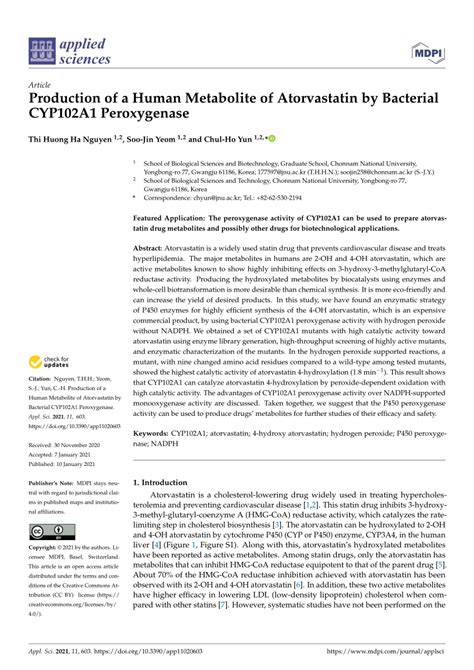 Pdf Production Of A Human Metabolite Of Atorvastatin By Bacterial