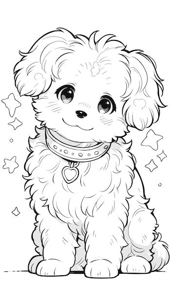 Cute Dog for Kid's Coloring Page Line Art Clean and Simple | Premium AI ...