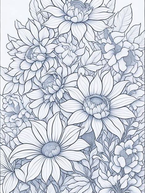 Premium Ai Image A White Flowers Coloring Book Coloring Pages Black