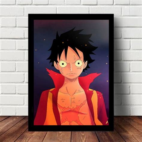 Quadro Decorativo Luffy One Piece Vidro E Moldura Elo