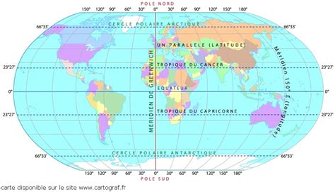 Carte Du Monde Avec Parallèles Et Méridiens Le Carte