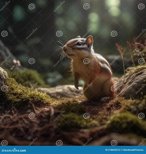 Chipmunk in Natural Habitat (generative AI) Stock Illustration ...