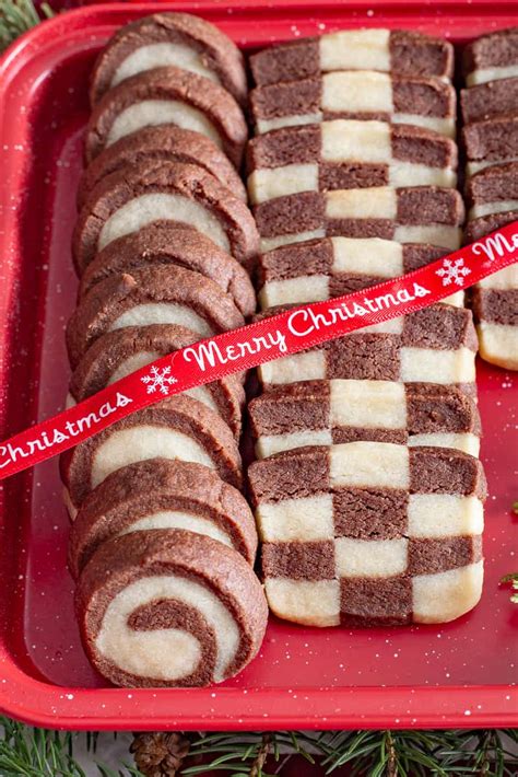 Checkerboard And Swirl Shortbread Cookies She S Not Cookin