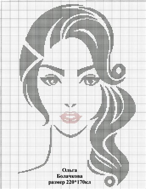 A Woman S Face With Long Hair Is Shown In The Form Of A Cross Stitch