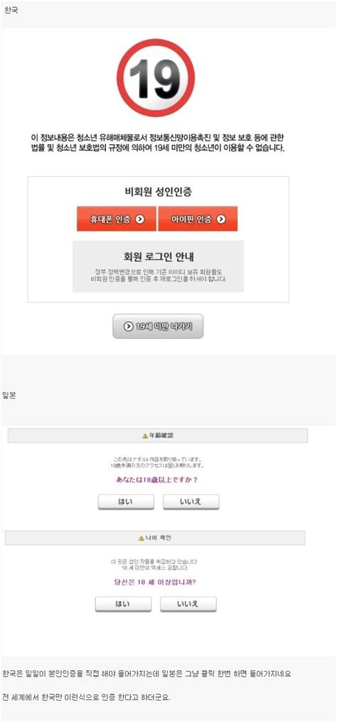 한국 성인인증 Vs 일본 성인인증 비교 에누리 쇼핑지식 자유게시판