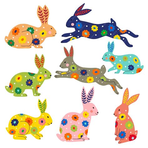 Desenho De Coelhos Coloridos