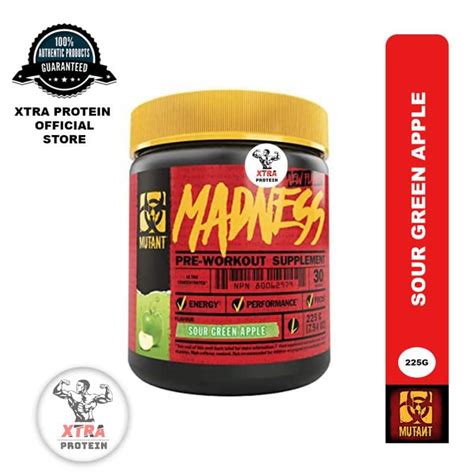 Mutant Madness Pre Workout Sour Green Apple 225g 30 Servings Xtra