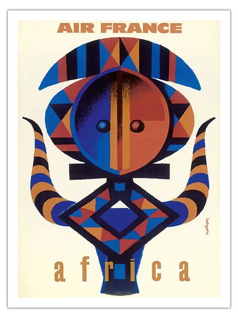 Africa Air France African Tribal Motif Vintage Airline Travel