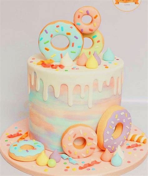 Pastel Rainbow Donuts Cake Inspiration | Sweet birthday cake, Birthday ...