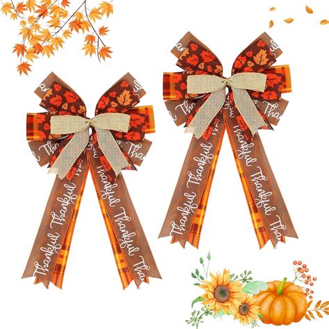 Amazon Montekin Large Fall Wreath Bows 2 Pack Maple Burlap Wired