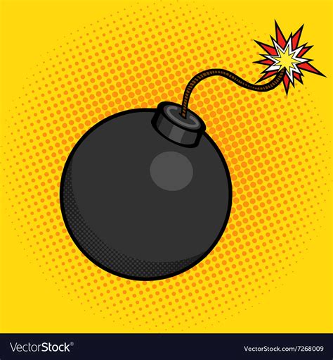 Cartoon bomb with fire pop art style Royalty Free Vector