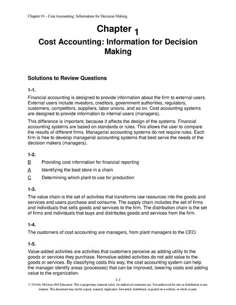 Smchap 001 Fundamental Of Cost Accounting Solution Manual Ch 1