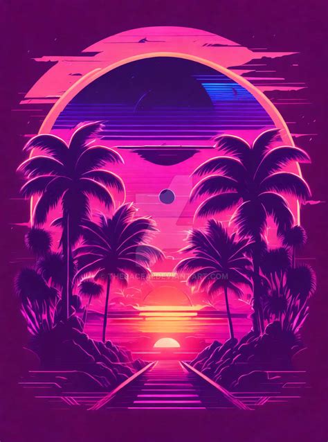 Vaporwave Sunset by TheraceAI on DeviantArt