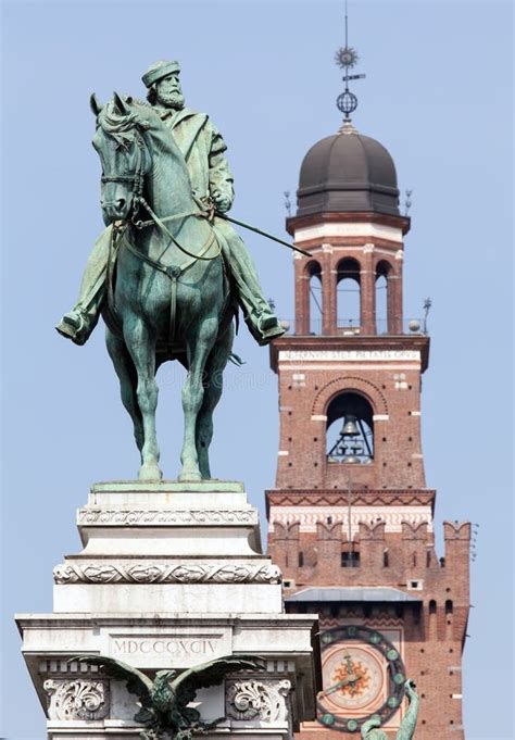 Garibaldi S Statue In Milan Before Castello Sforzesco Stock Image