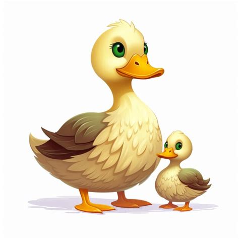 Premium Photo | Mother and baby duck cartoon