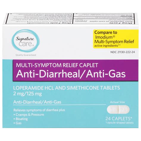 Signature Care Anti Diarrheal Anti Gas 2 Mg 125 Mg Multi Symptom