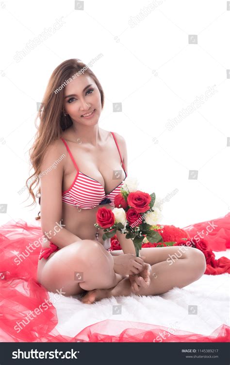 Sexy Beautiful Woman Red White Bikini Stock Photo Shutterstock