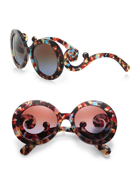 Prada Oversized Baroque Round Sunglasses In Blue Lyst