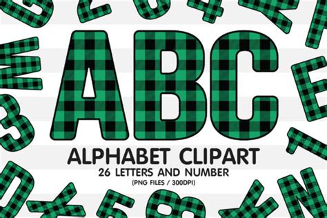 Green Buffalo Plaid Alphabet Clipart Graphic By GoodsCute Creative