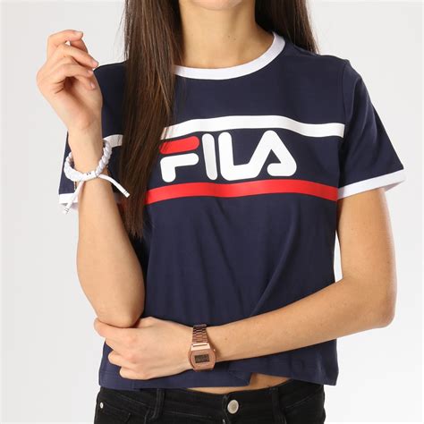 Fila Tee Shirt Femme Crop Ashley 687081 Bleu Marine