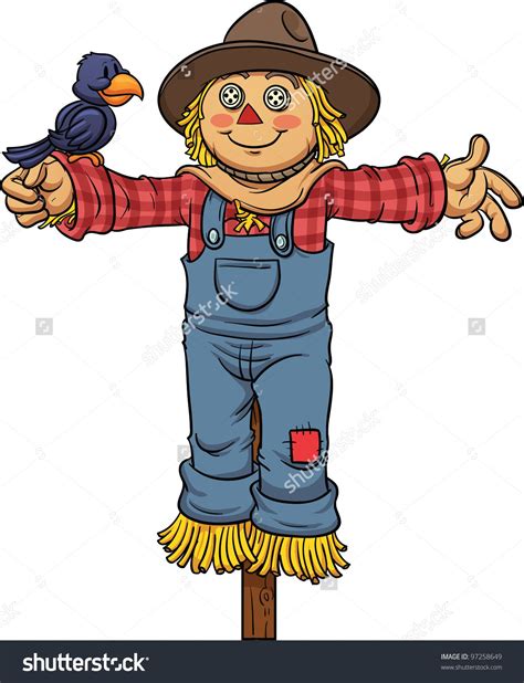 Cartoon Scarecrow Vector Illustration With Simple Gradients All In A Single Layer 97258649