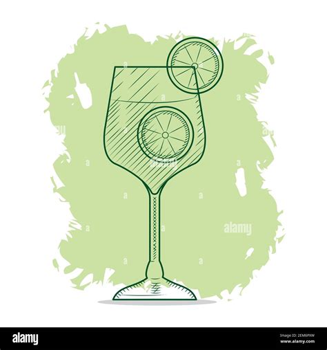 Gin Tonic Cocktail Sketch Style Vector Illustration Stock Vector