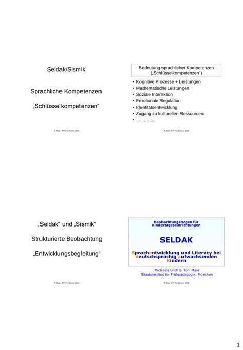 Pdf Seldak Und Sismik Beobachtungsbogen F R Strukturierte